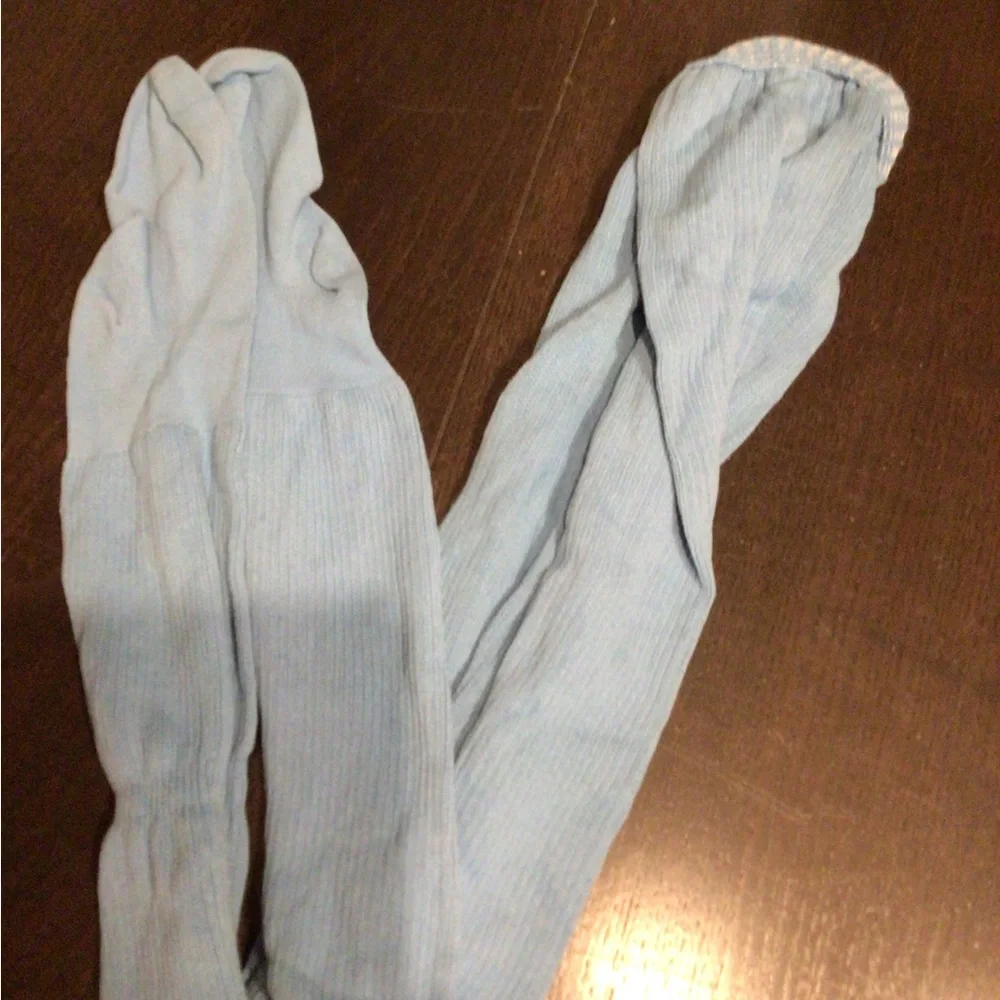 NEW! Los Angeles Apparel Light Blue Ribbed Thigh-High Socks